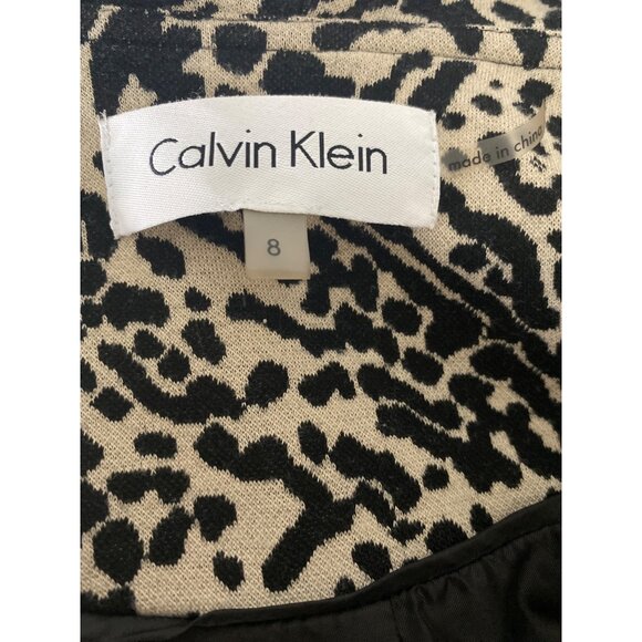 Calvin Klein Leopard Print Ruffle Cardigan, Open Front Black Brown Women's Sz 8 - Picture 8 of 9